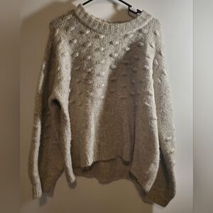 Cozy Beige Acrylic, Nylon, and Alpaca Dot Detailed Sweater